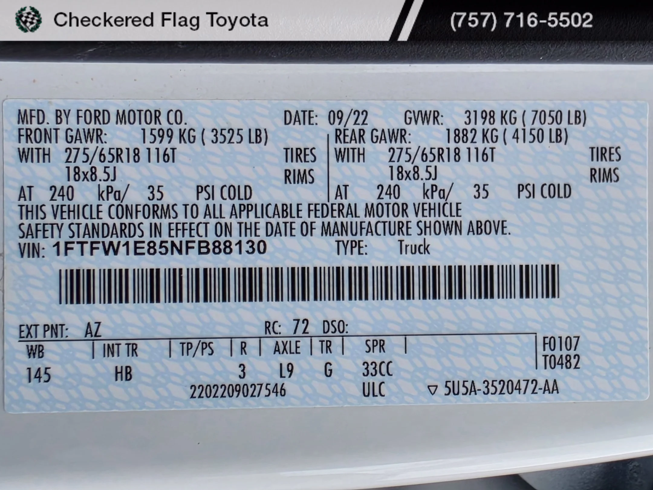 Used 2022 White Metallic Ford Lariat image 21