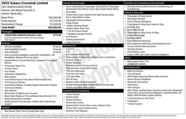 Used 2025 Sun Blaze Pearl Subaru Limited image 31