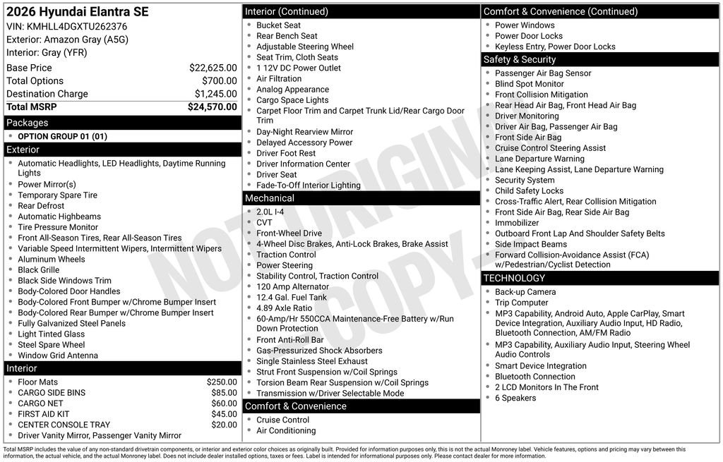 New 2026 Gray Hyundai SE image 23