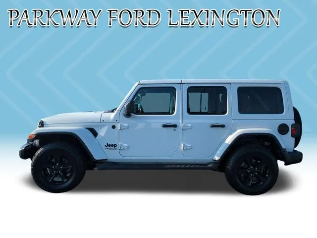 Used 2021 White Jeep Unlimited Sahara Altitude image 2