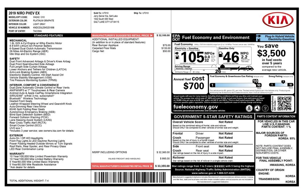 Used 2019 Gray Kia EX image 3