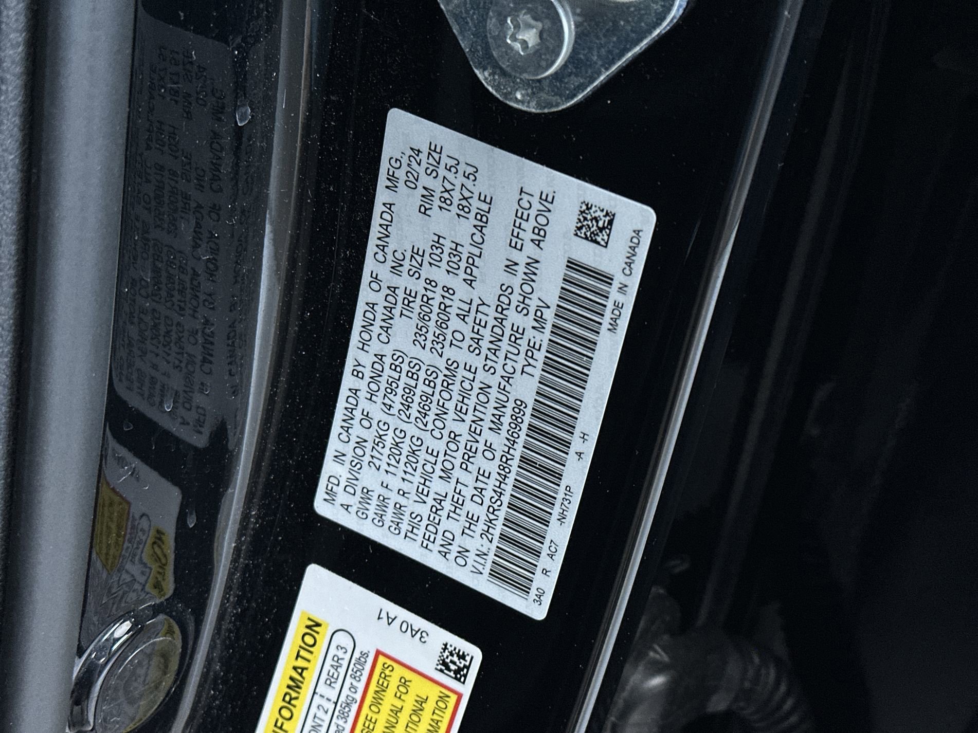 Used 2024 Crystal Black Pearl Honda EX image 13