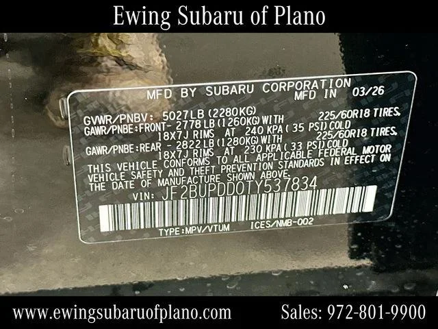 New 2026 CRYSTAL BLACK SILICA Subaru Limited image 34