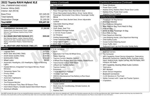 Used 2022 White Toyota XLE image 27