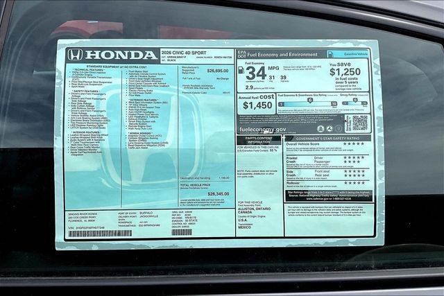 New 2026 Honda Civic Sport 4D Sedan