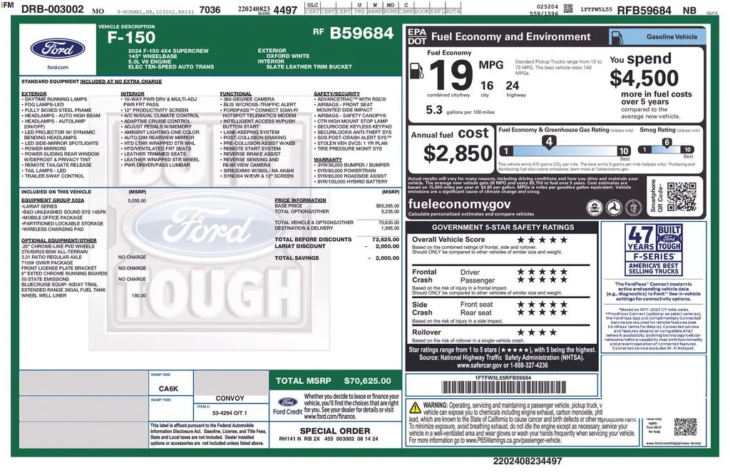 Used 2024 Oxford White Ford Lariat image 35
