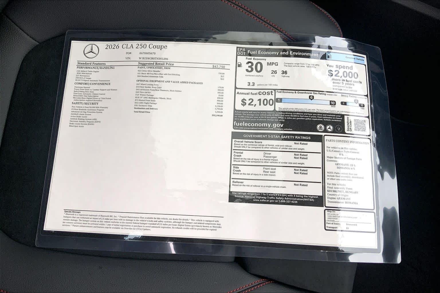 New 2026 Cirrus Silver Metallic Mercedes-Benz CLA 250 image 16