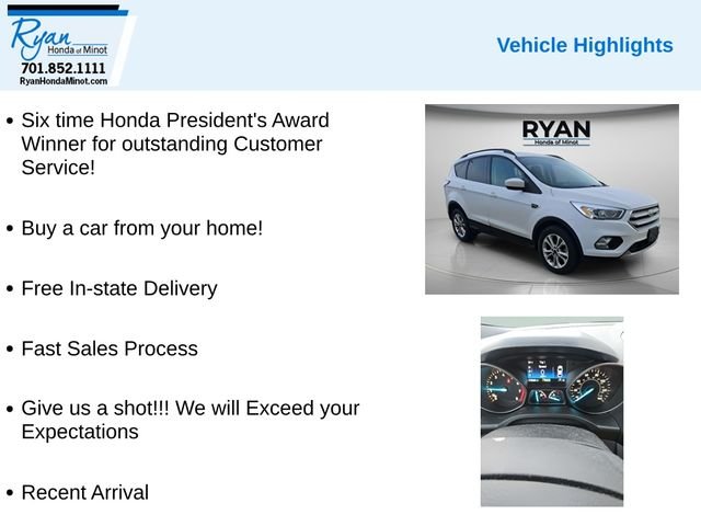 Used 2017 Ford Escape SE with VIN 1FMCU9GD4HUC79807 for sale in Minot, ND