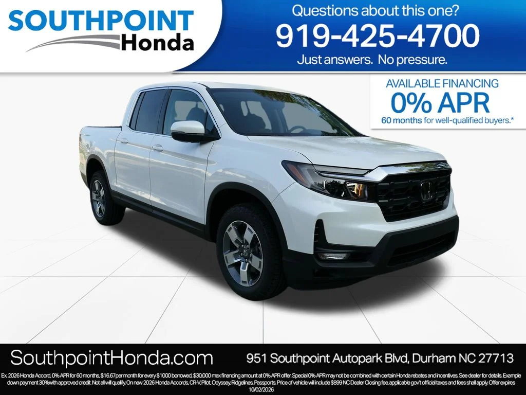 New 2026 Platinum White Pearl Honda RTL image 1