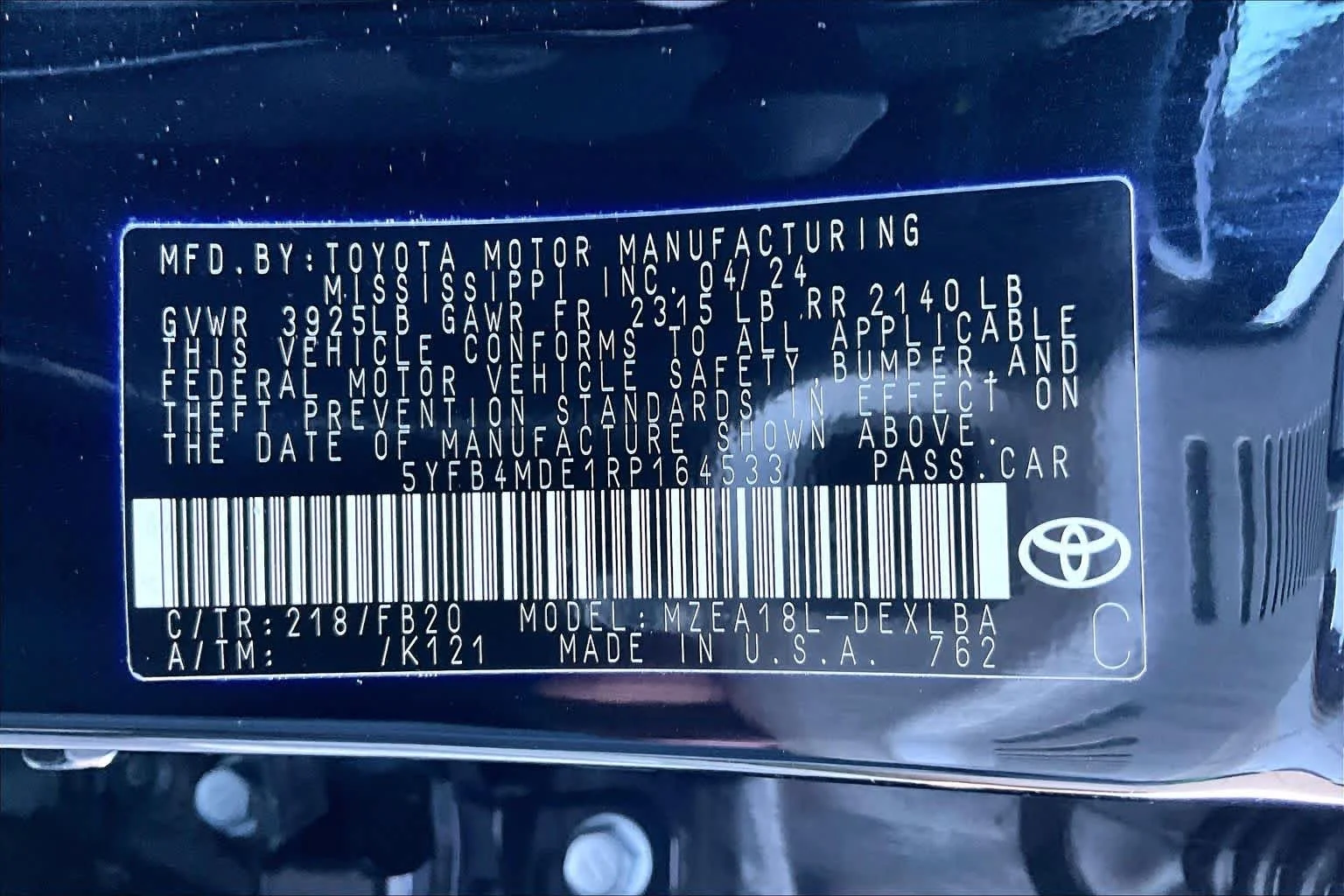 Used 2024 Midnight Black Metallic Toyota LE image 36
