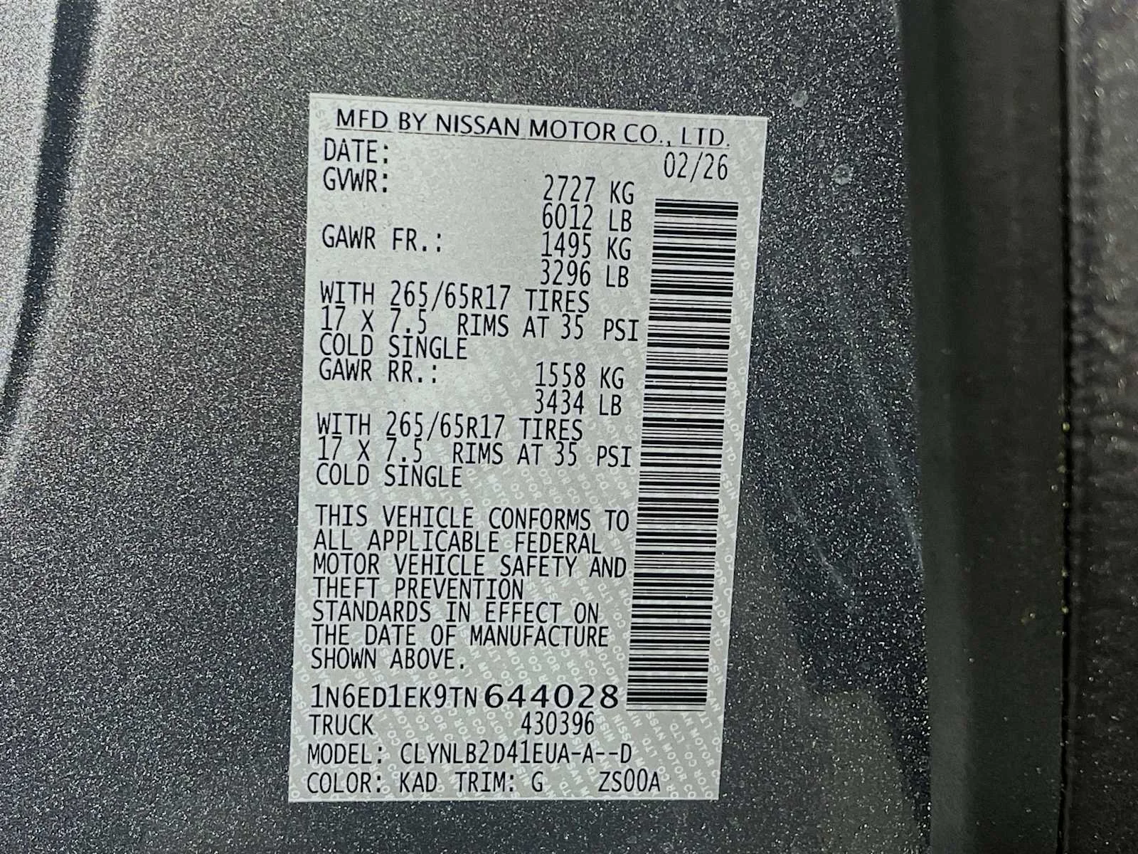 New 2026 Gun Metallic Nissan Crew Cab SV image 6