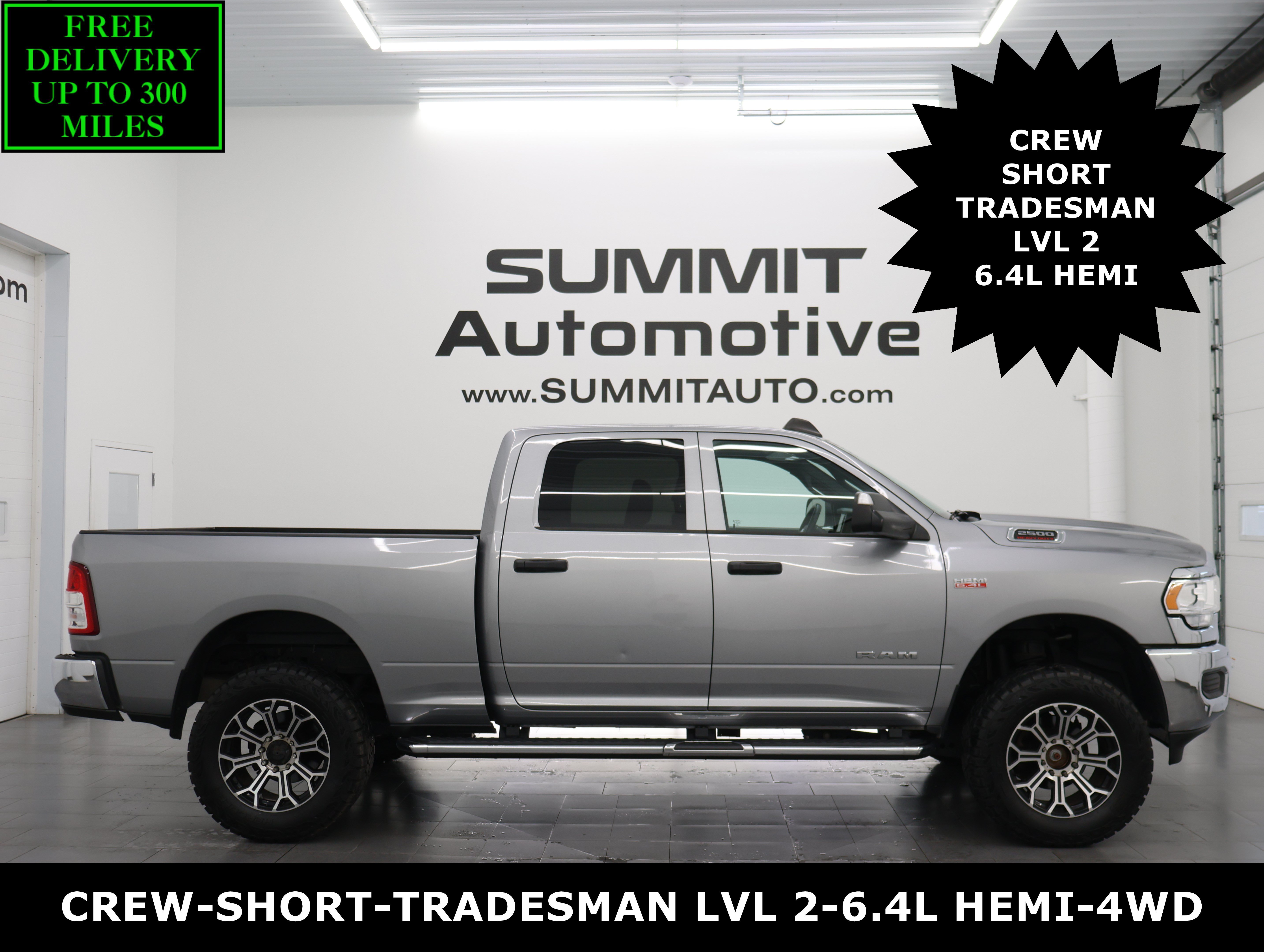 Used 2022 Billet Silver Metallic Clearcoat Ram 4x4 Crew Cab Tradesman: CREW-SHORT-TRADESMAN LVL 2-6.4L V8 HEMI-4WD-20 WHEELS image 1
