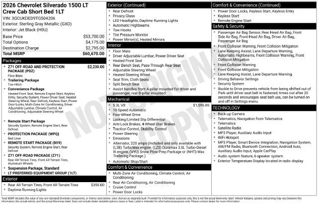 New 2026 Sterling Gray Metallic Chevrolet LT image 5
