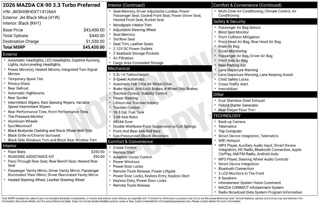 New 2026 Jet Black Mica Mazda 3.3 Turbo Preferred AWD image 3