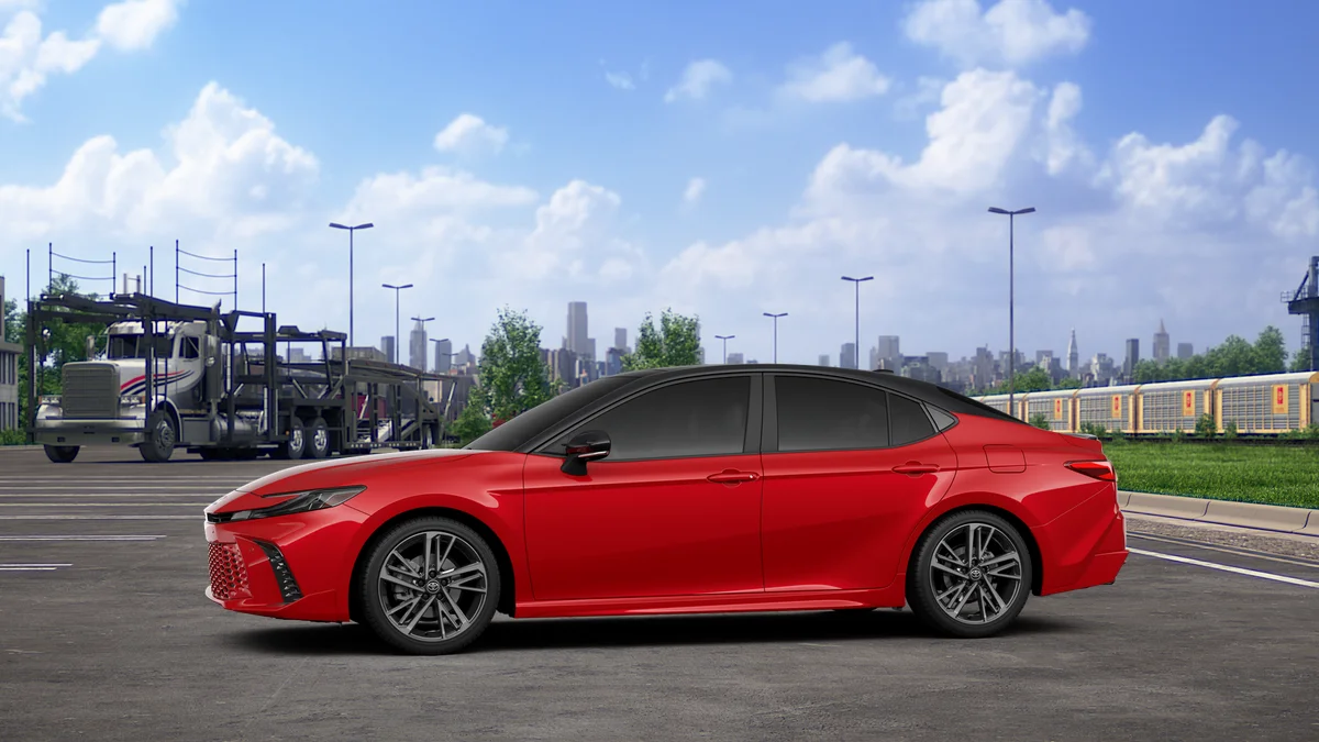 New 2026 Supersonic Red with Midnight Black Metallic roof Toyota XSE image 3