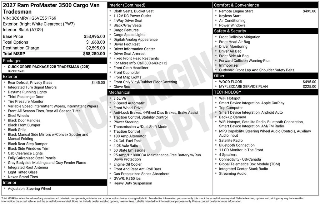New 2027 Bright White Clearcoat RAM High Roof image 2