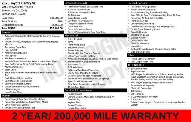 Used 2025 Ice Toyota SE image 54