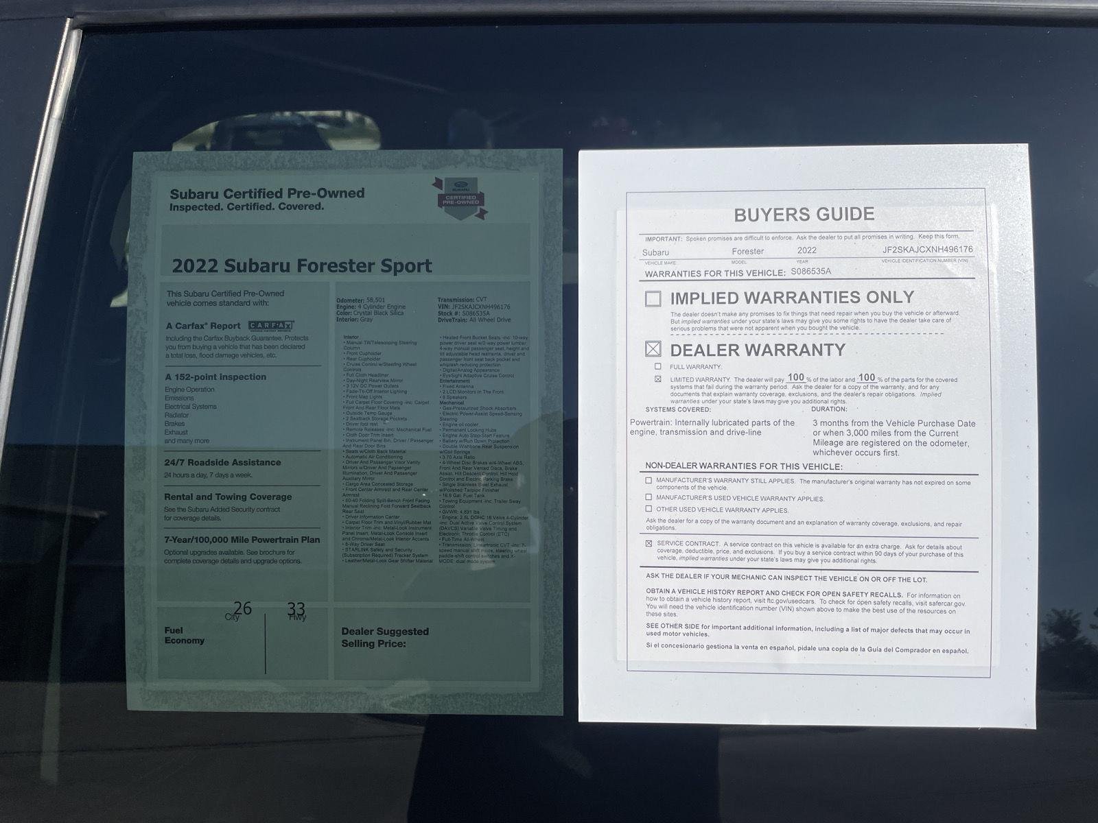 Certified Used 2022 Crystal Black Silica Subaru Sport image 32