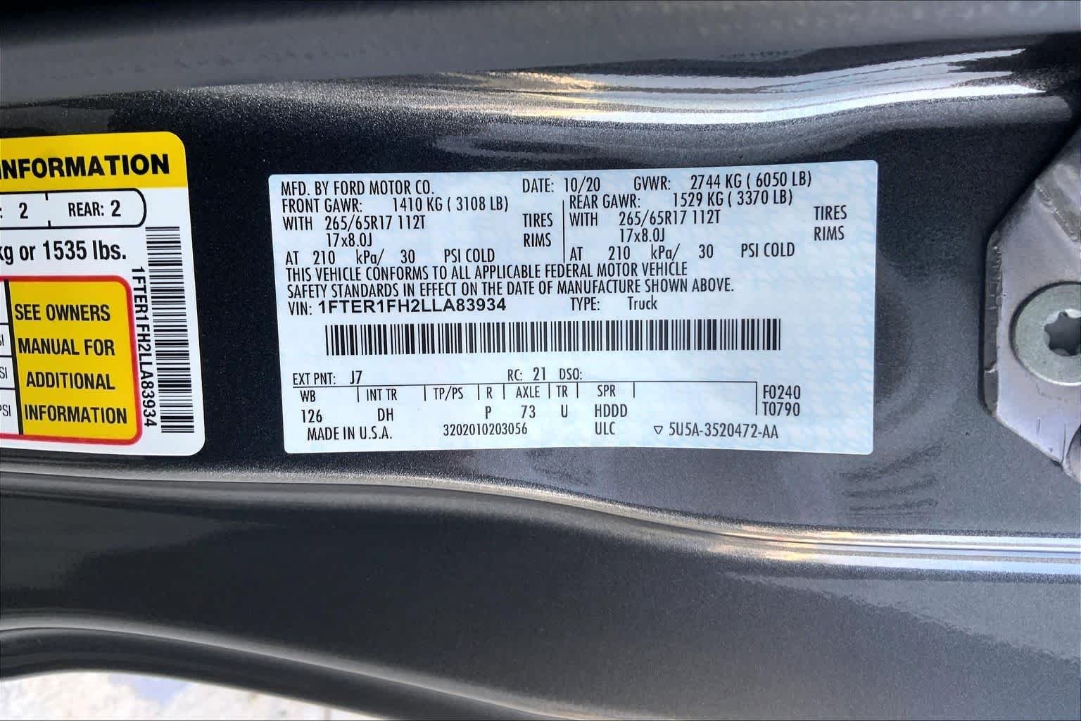Certified Used 2020 Magnetic Metallic Ford LARIAT image 31
