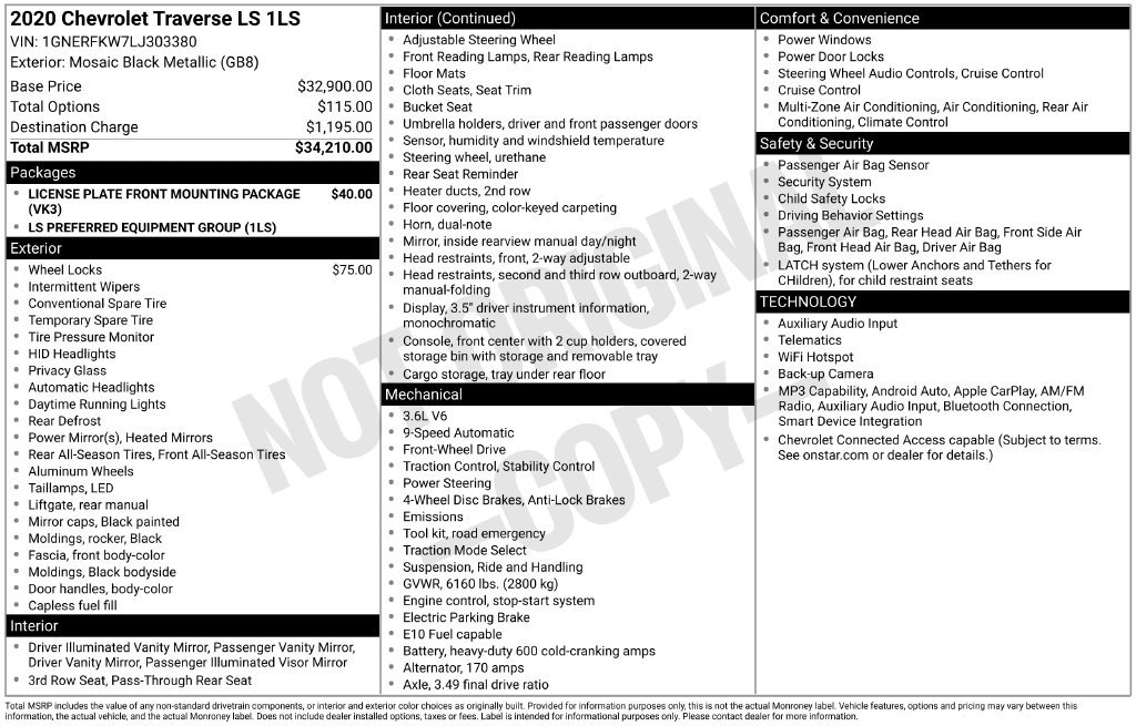 Used 2020 Black Chevrolet LS image 28