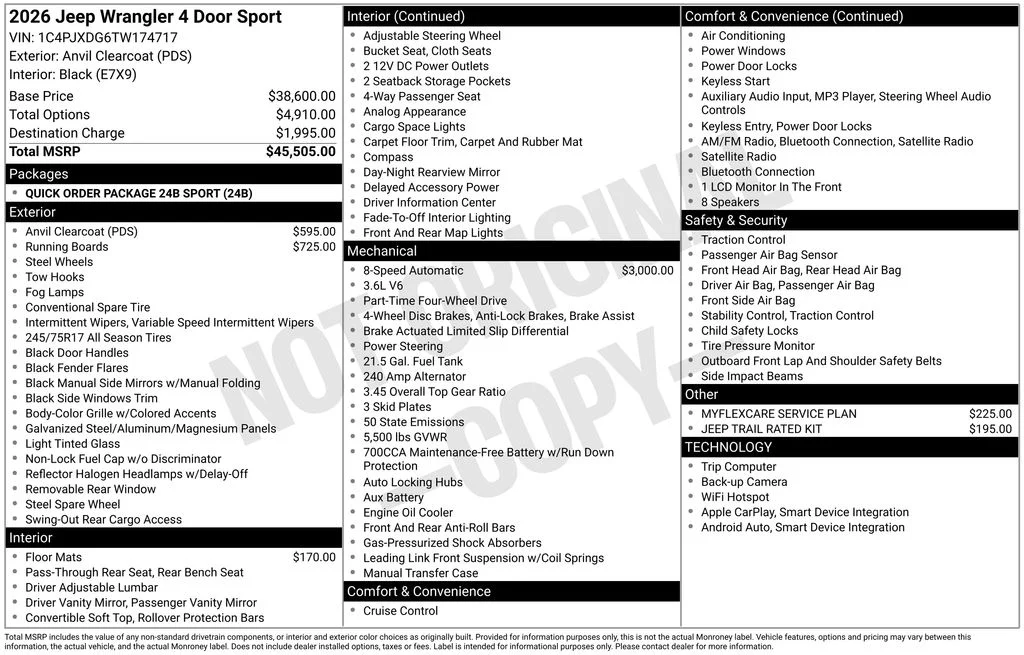 New 2026 Anvil Clear-Coat Exterior Paint Jeep Sport image 6