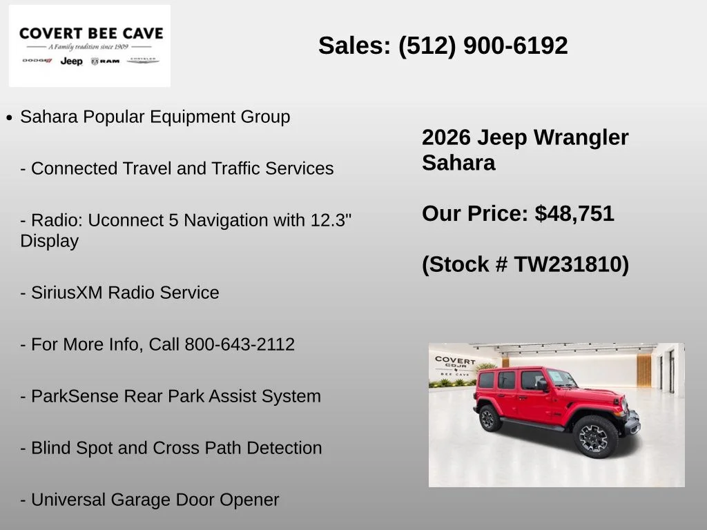 New 2026 Firecracker Red Clear-Coat Exterior Paint Jeep Sahara image 19