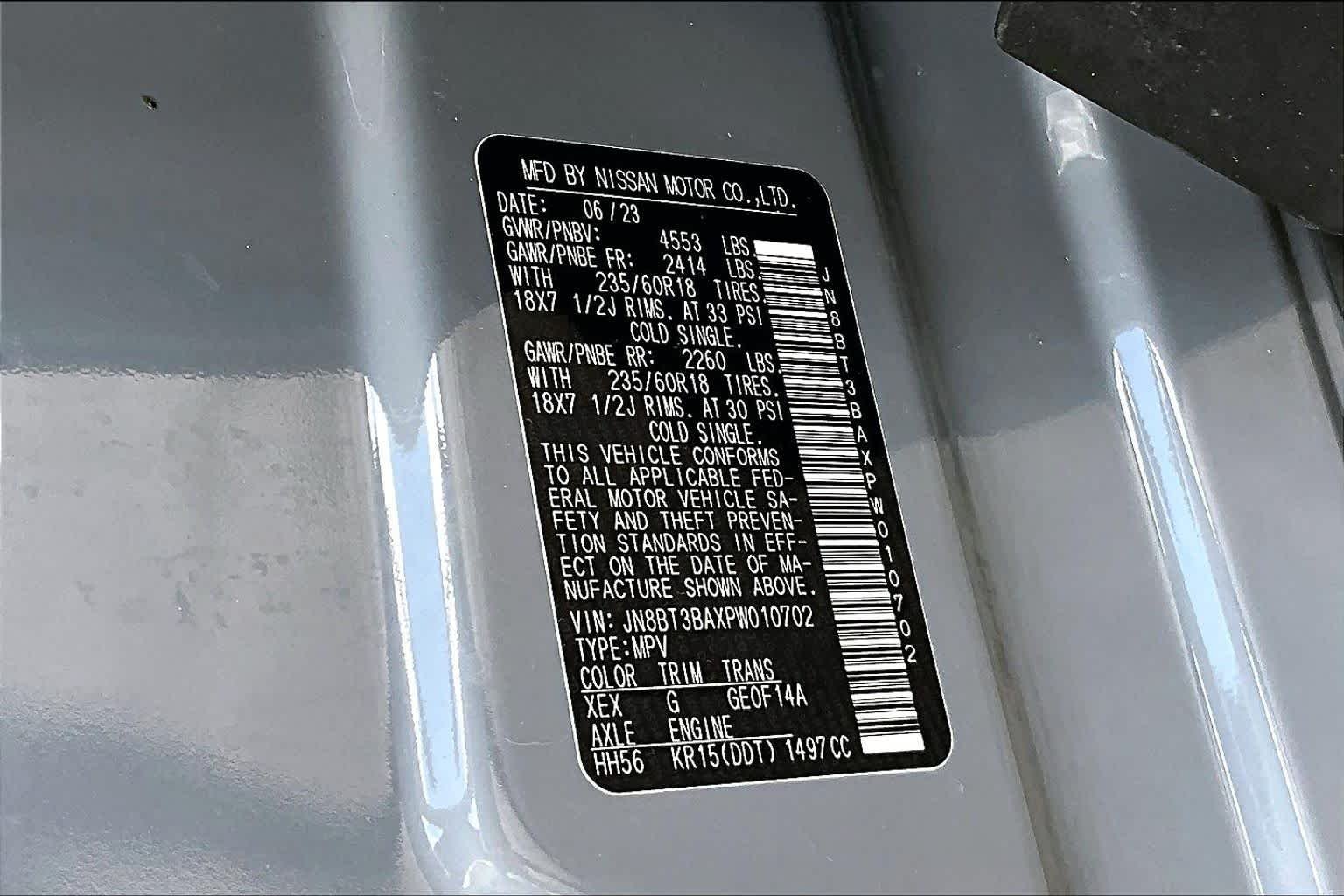 Used 2023 Boulder Gray Pearl/Super Black Nissan SV image 34