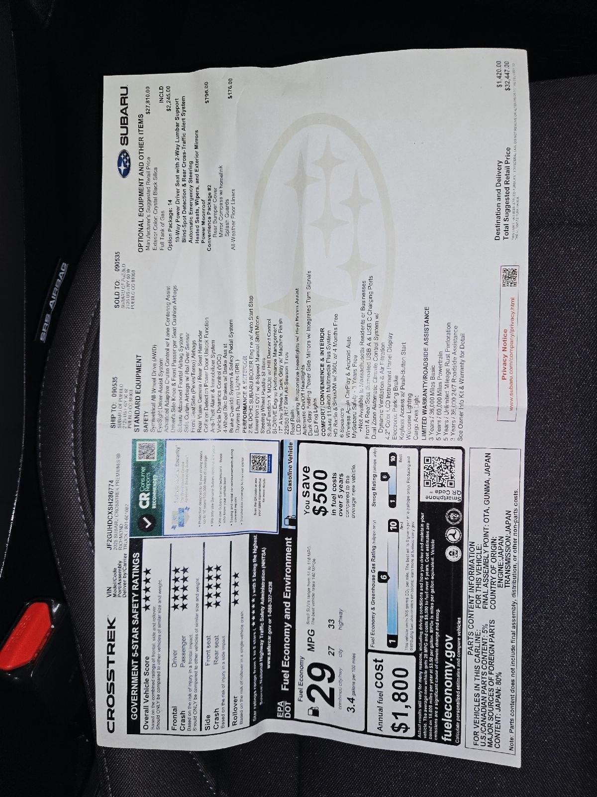 Used 2025 Crystal Black Silica Subaru Premium image 57