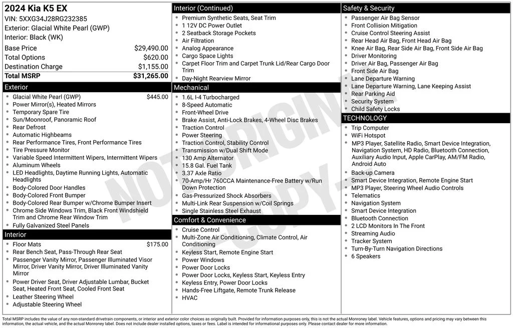 Used 2024 White Kia EX image 3