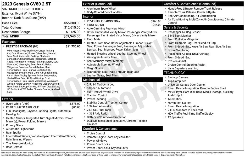Certified Used 2023 White Genesis 2.5T image 7