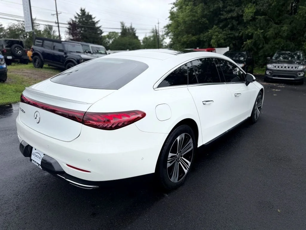 Used 2023 Polar White Mercedes-Benz EQS 450+ Sedan w/ Active Ambient Lighting & Rear Spoiler image 3