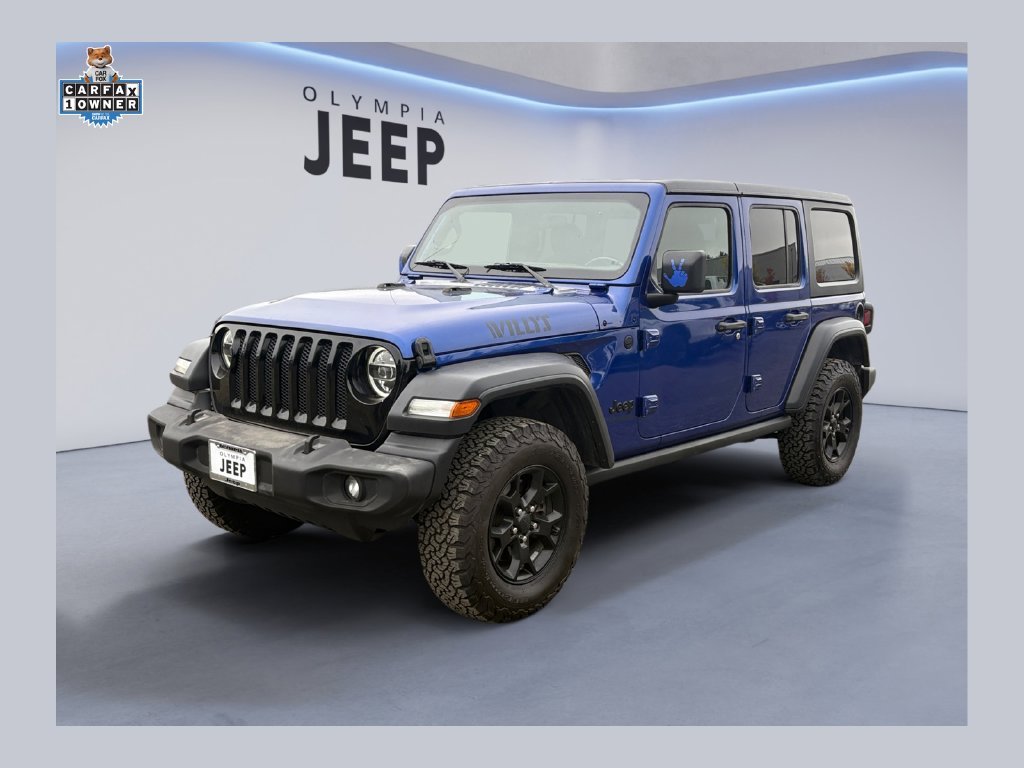 Used 2020 Blue Jeep Unlimited Willys image 1