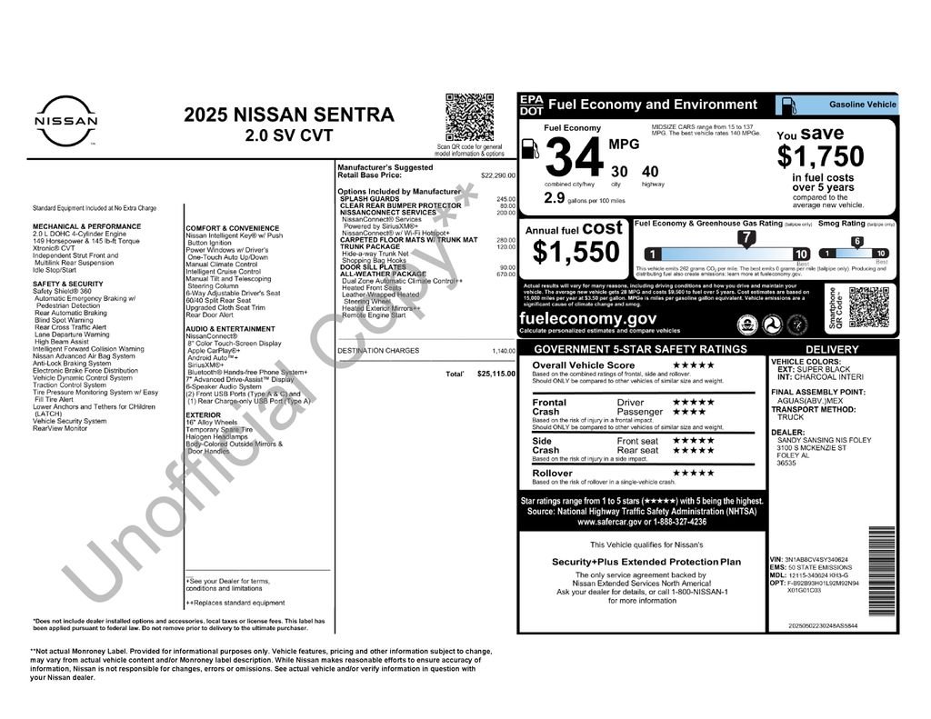Used 2025 Black Nissan SV image 3