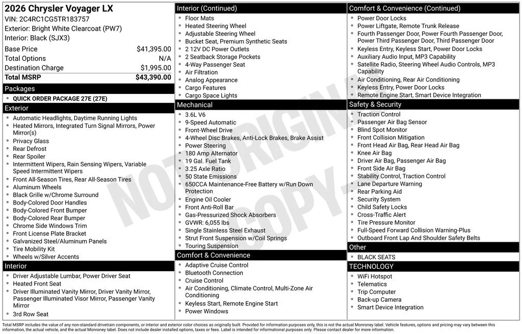 New 2026 Bright White Clear-Coat Exterior Paint Chrysler LX image 2