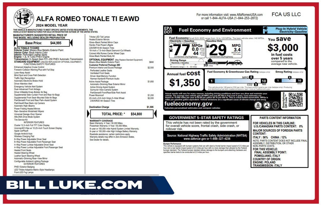 Used 2024 Blue Alfa Romeo Ti image 1