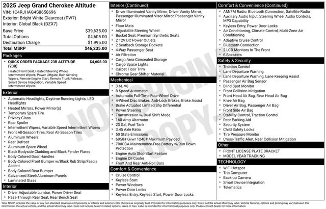 Used 2025 White Jeep Altitude 4x4 image 38