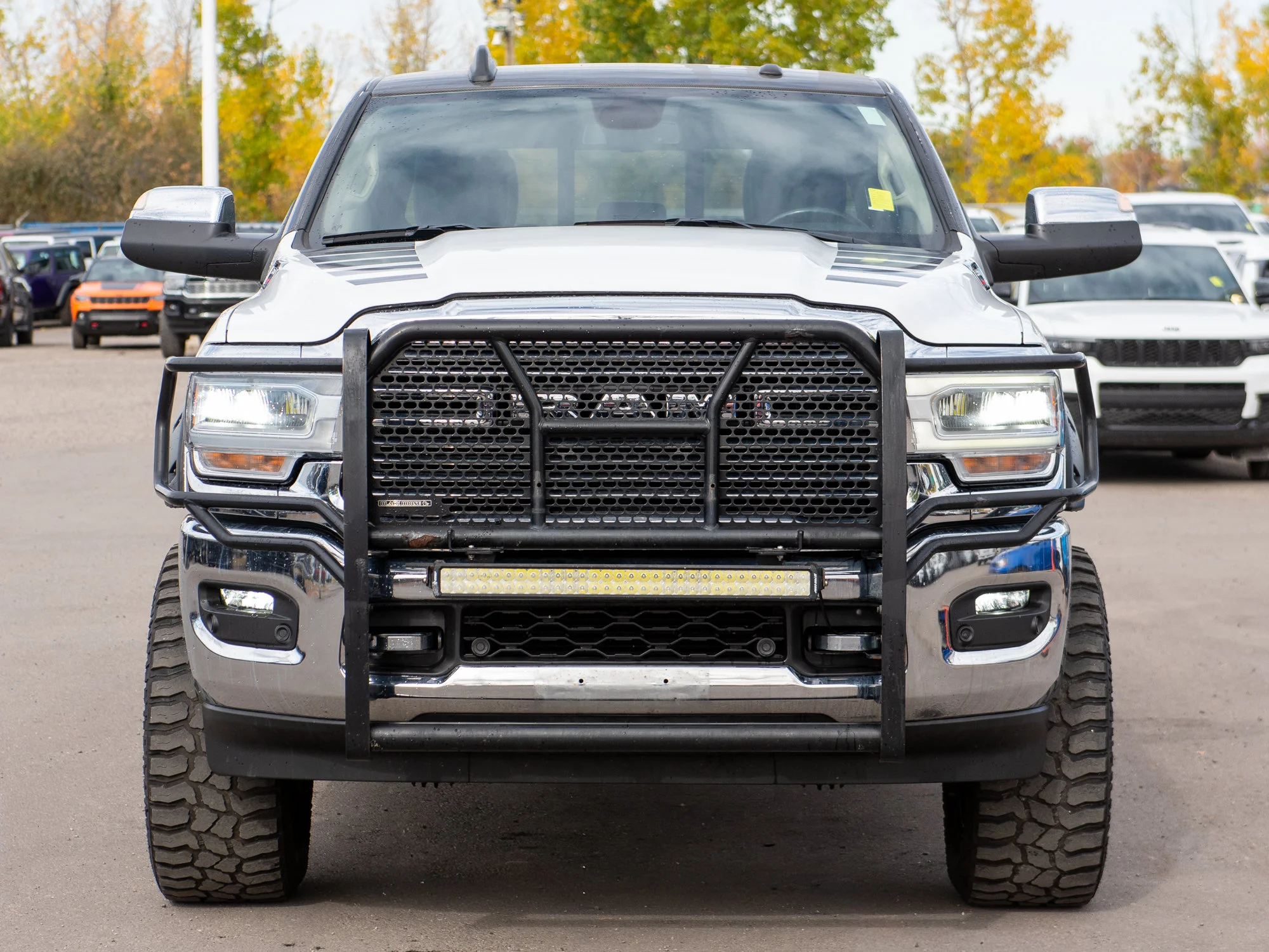 Used 2022 White RAM Laramie* Crew Cab 4x4, Grille Guard, Light Bar, Fuel Wheels, 35-Inch Tires, Tonneau Cover image 9