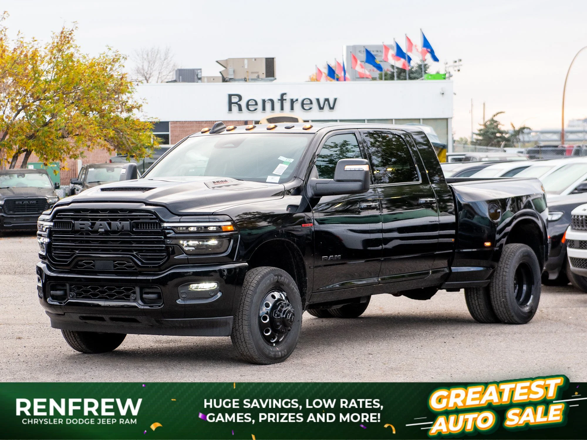 New 2026 Black RAM Laramie Night* Mega Cab 4x4, Max Tow Pkg, Sunroof, Heated/Ventilated Leather image 1