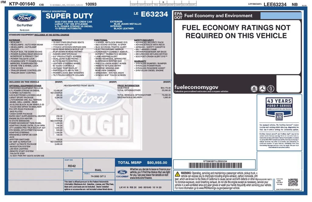 Certified Used 2020 Blue Jeans Metallic Ford Lariat image 40