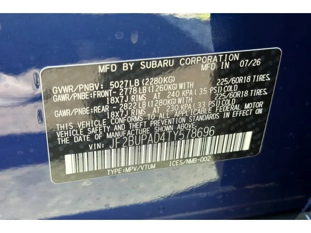 New 2026 SAPPHIRE BLUE PEARL Subaru Premium image 54