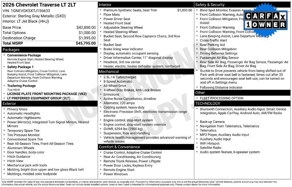 Used 2026 Sterling Gray Metallic Chevrolet AWD LT image 2