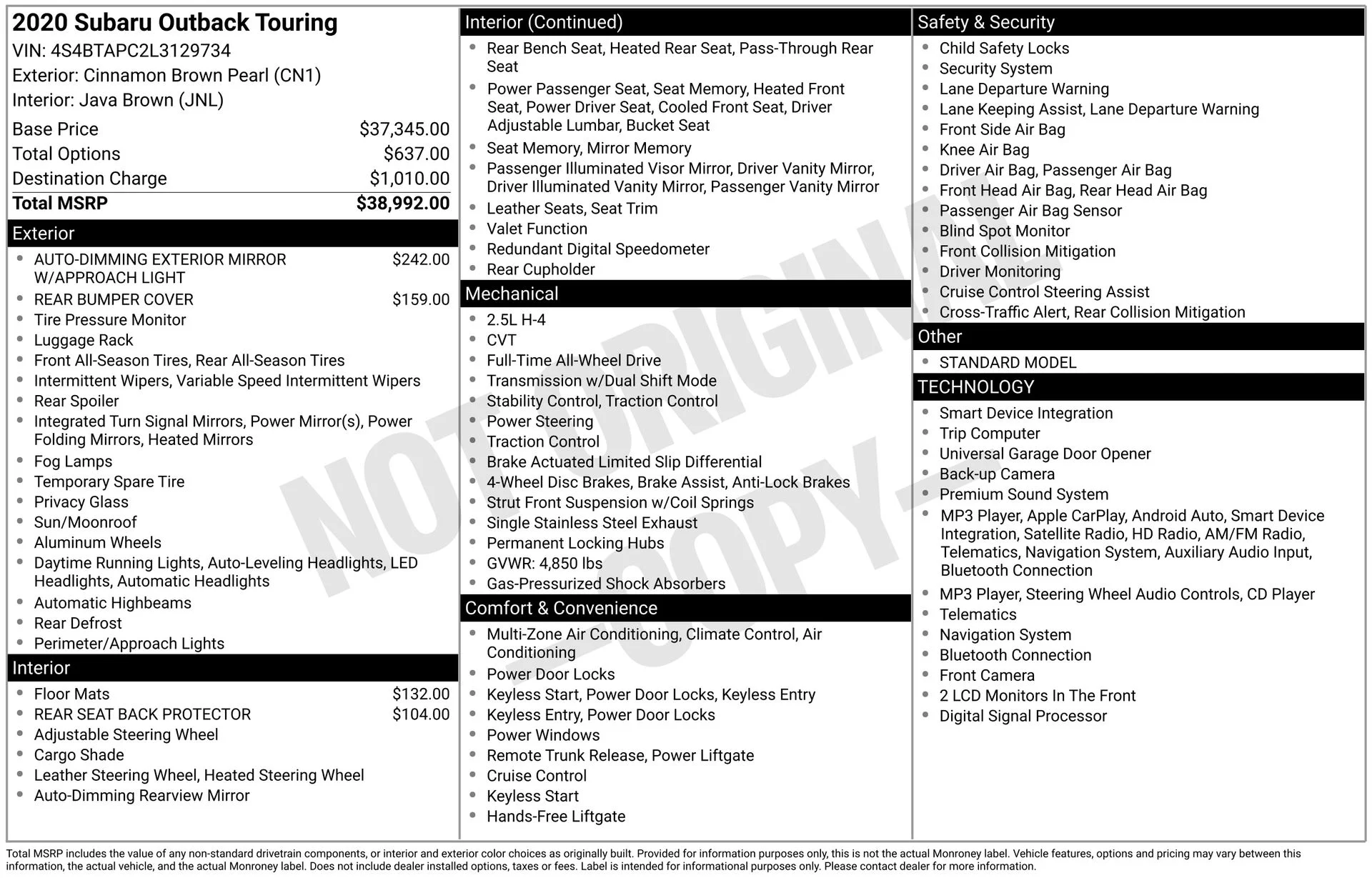 Used 2020 Brown Subaru Touring image 3