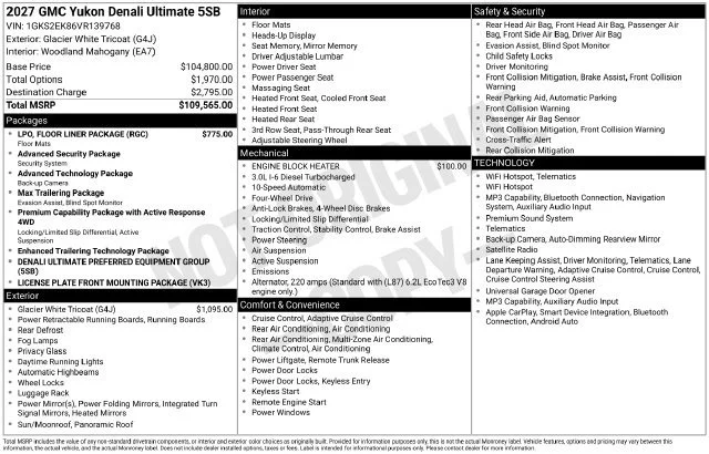 New 2027 Glacier White Tricoat GMC Denali Ultimate image 26