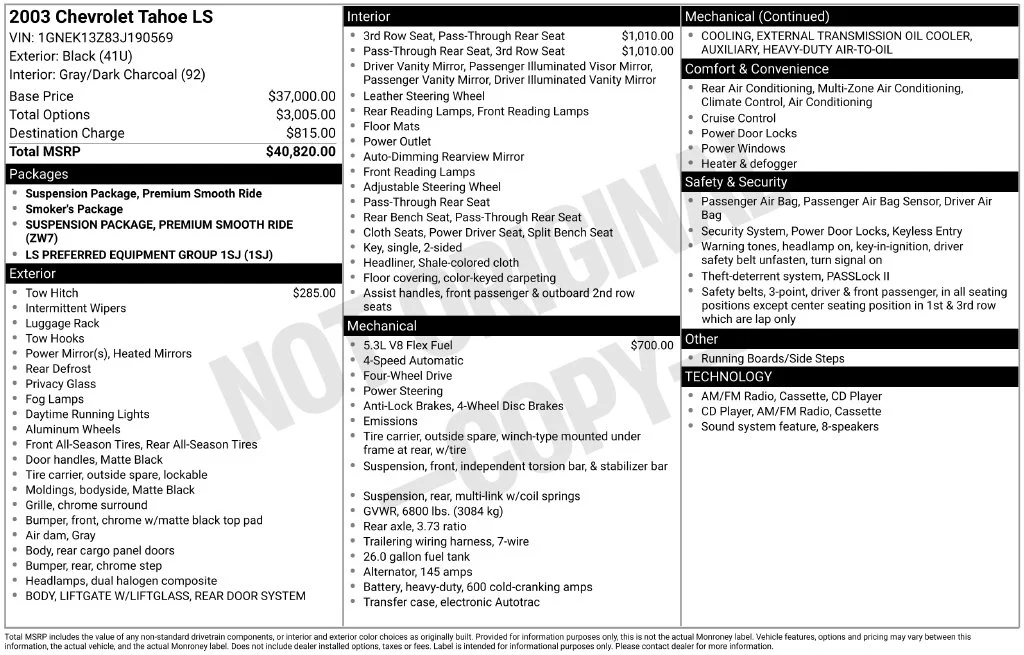 Used 2003 Black Chevrolet LS image 2