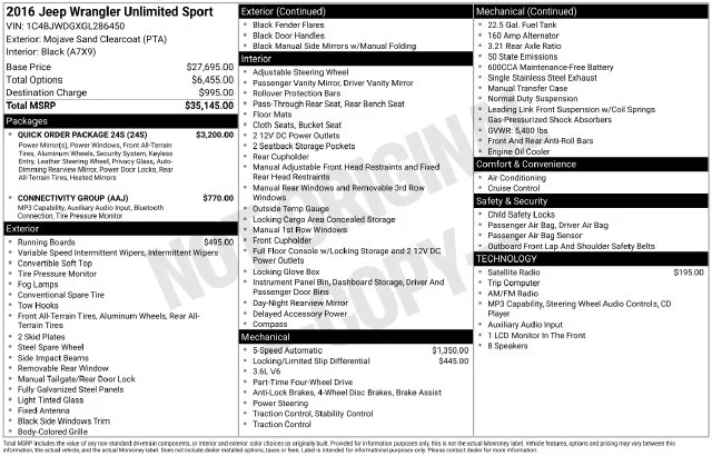 Used 2016 Tan Jeep Unlimited Sport image 2