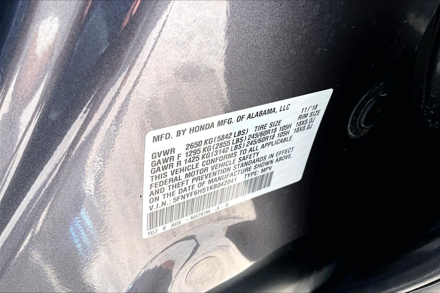 Used 2019 Modern Steel Metallic Honda EX-L image 34