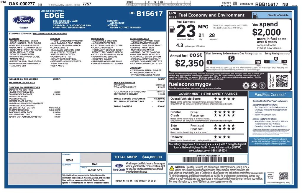Used 2024 Blue Ford SEL image 2
