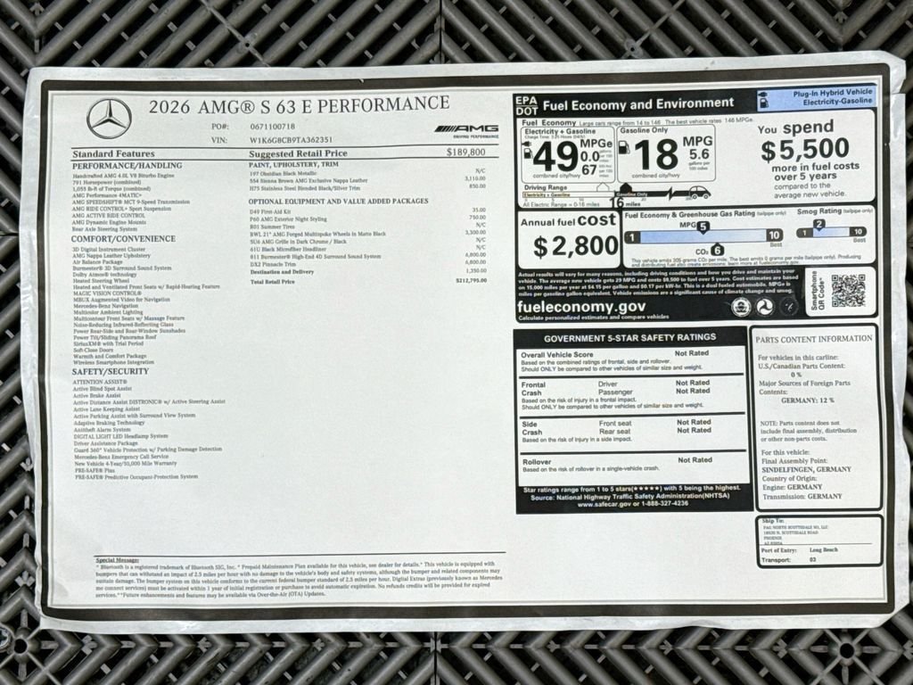 New 2026 Obsidian Black Metallic Mercedes-Benz S 63 E AMG® image 9