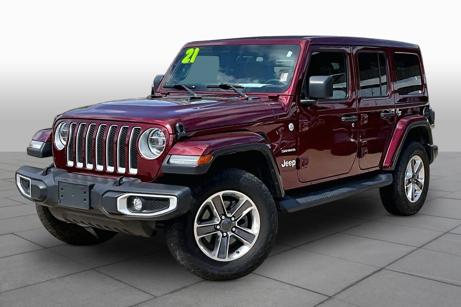 Used 2021 Snazzberry Pearlcoat Jeep Unlimited Sahara image 2