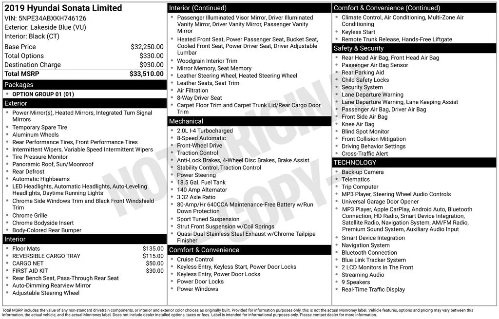 Used 2019 Blue Hyundai Limited image 42
